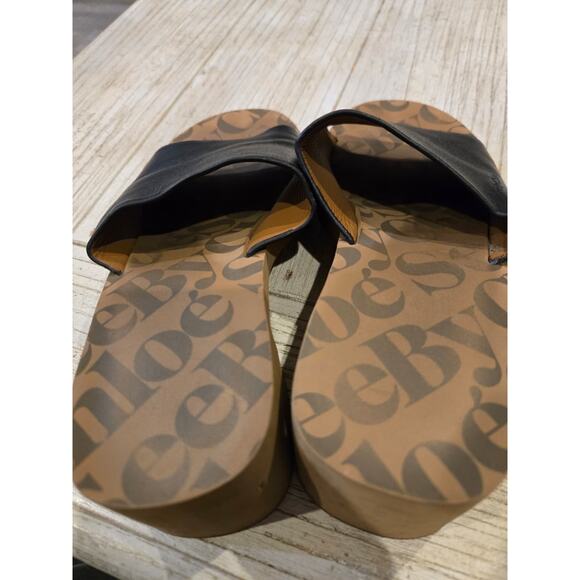 See By Chloé Women's Essie Black Leather Block-Heel Mules Size 6.5 - Picture 5 of 6